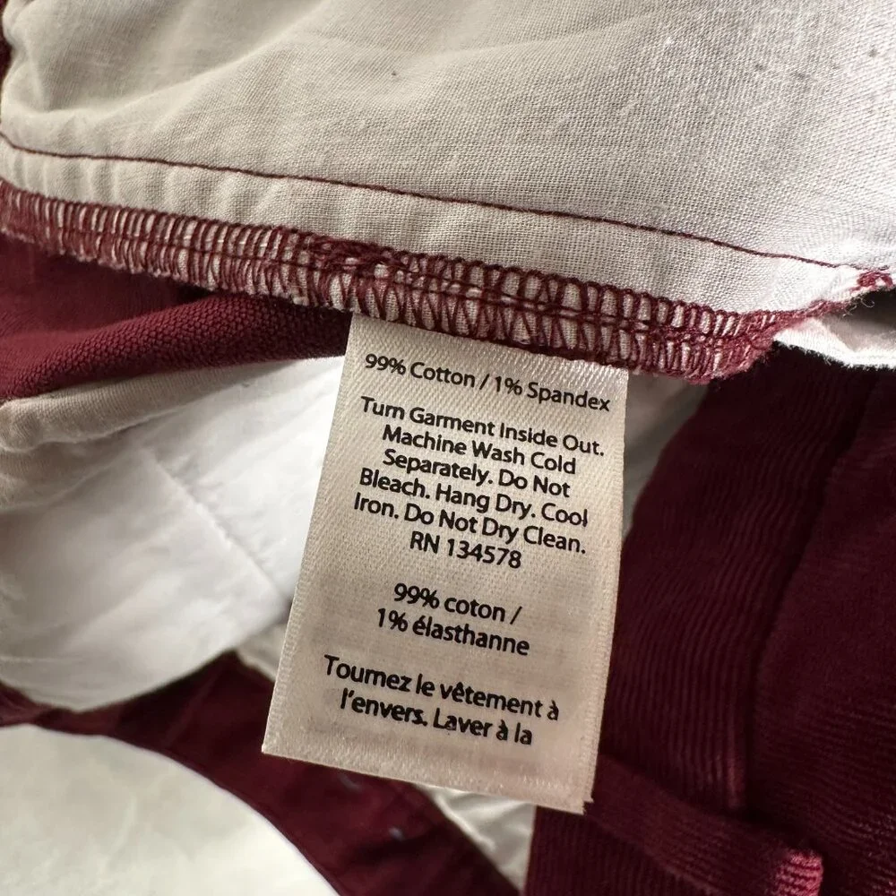 Vineyard Vines Pants Boys Size 18 Burgundy Corduroy Straight Legs Cotton Blend - Picture 8 of 12